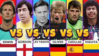 Comparison: Lev Yashin vs Gordon banks vs Oliver Kahn vs Van der Sar vs René Higuita vs Casillas