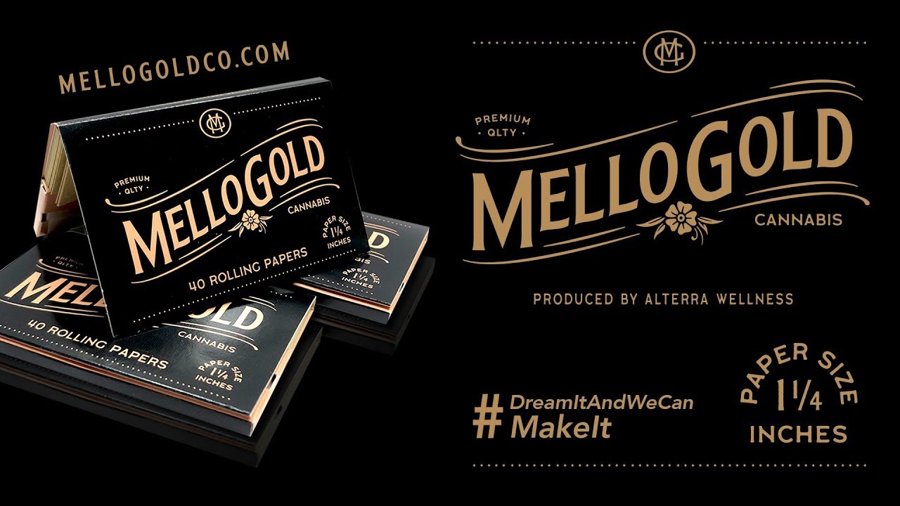 MELLO GOLD ROLLING PAPERS WITH TIPS | 1 1/4 SIZE | 100% PURE HEMP