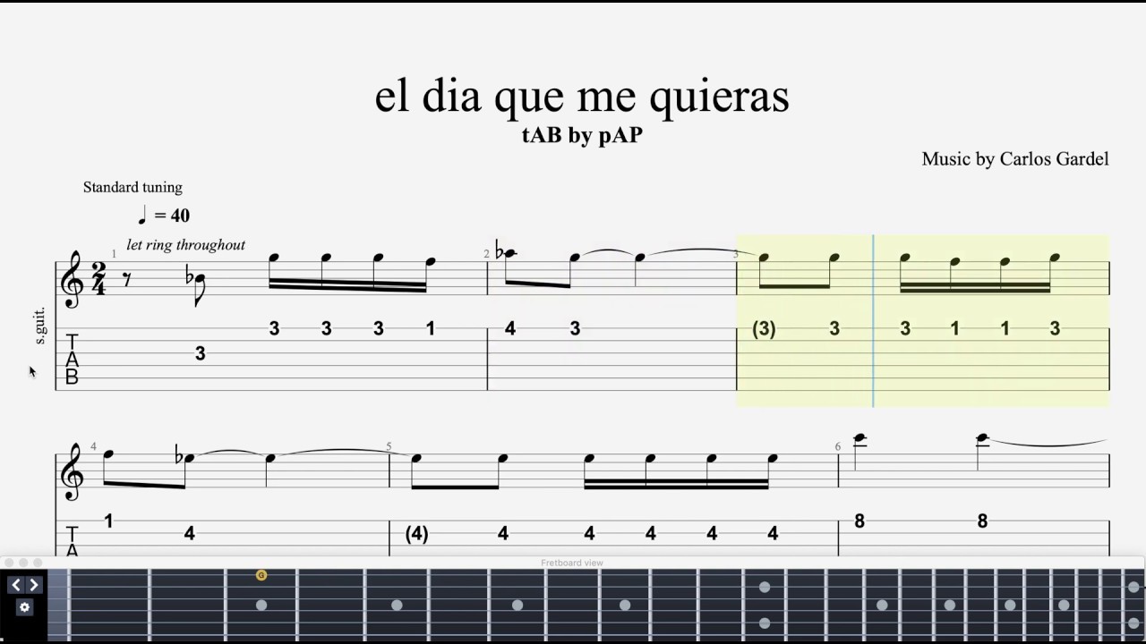 Guitar Tab Sheet] - El Dia Que Me Quieras | Carlos Gardel - YouTube