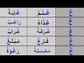 تعليم حرف الغين بالحركات وتعليم قراءة كلمات بحرف الغين 