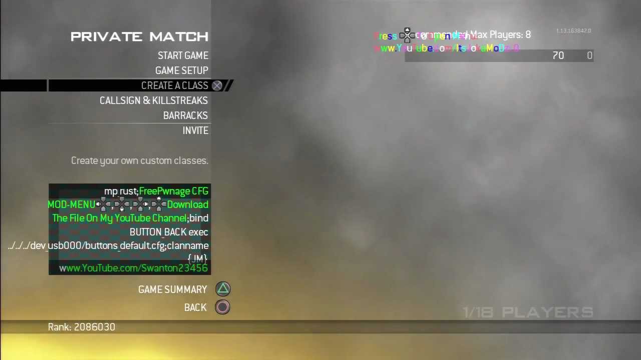 Hosting buttons_default CFG INFECTION LOBBY FOR PS3 on MW2