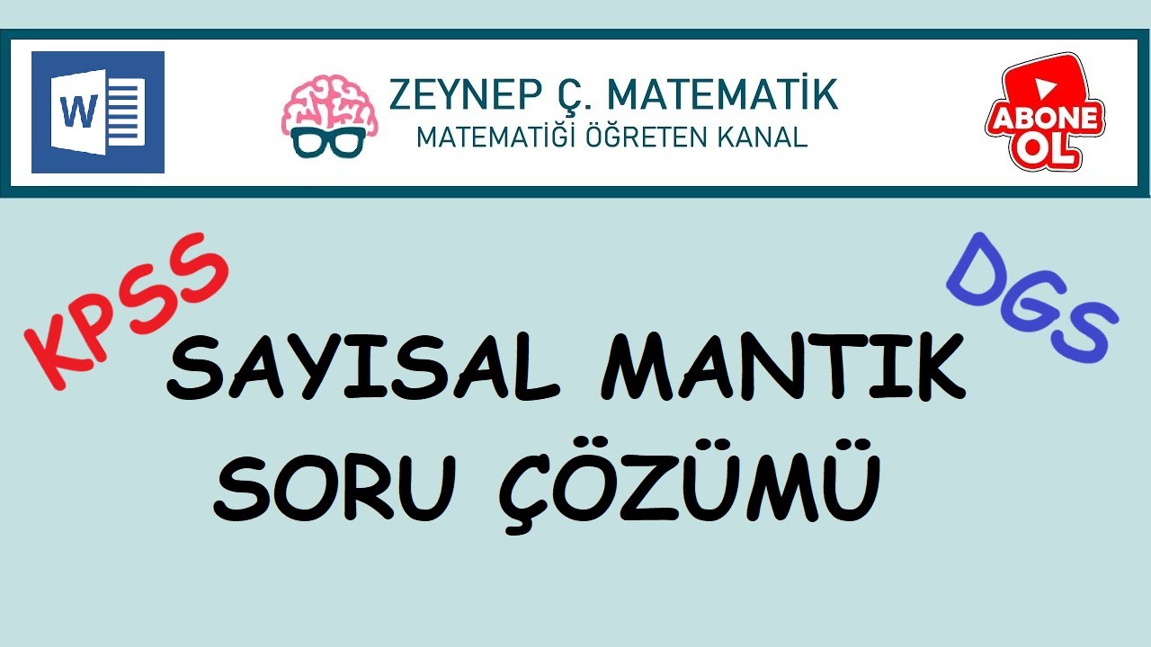 SINAV KAZANDIRAN SORULAR -SAYISAL MANTIK SORU ÇÖZÜMÜ-KPSS,TYT,ALES,DGS