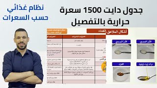 دايت 1500 سعرة حرارية | نظام غذائي لانقاص الوزن | رجيم السعرات الحرارية 1500