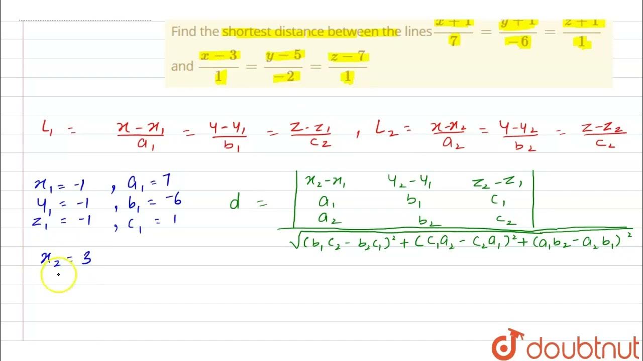 find-the-shortest-distancebetween-the-lines-x-1-7-y-1-6-z-1