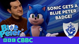 Sonic and Ben Schwartz get a Blue Peter badge! | CBBC @bluepeter