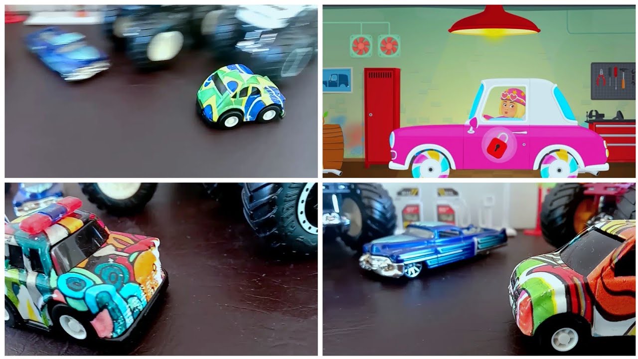 Mainan anak mobil  warna warni beraksi Film  kartun  mobil  