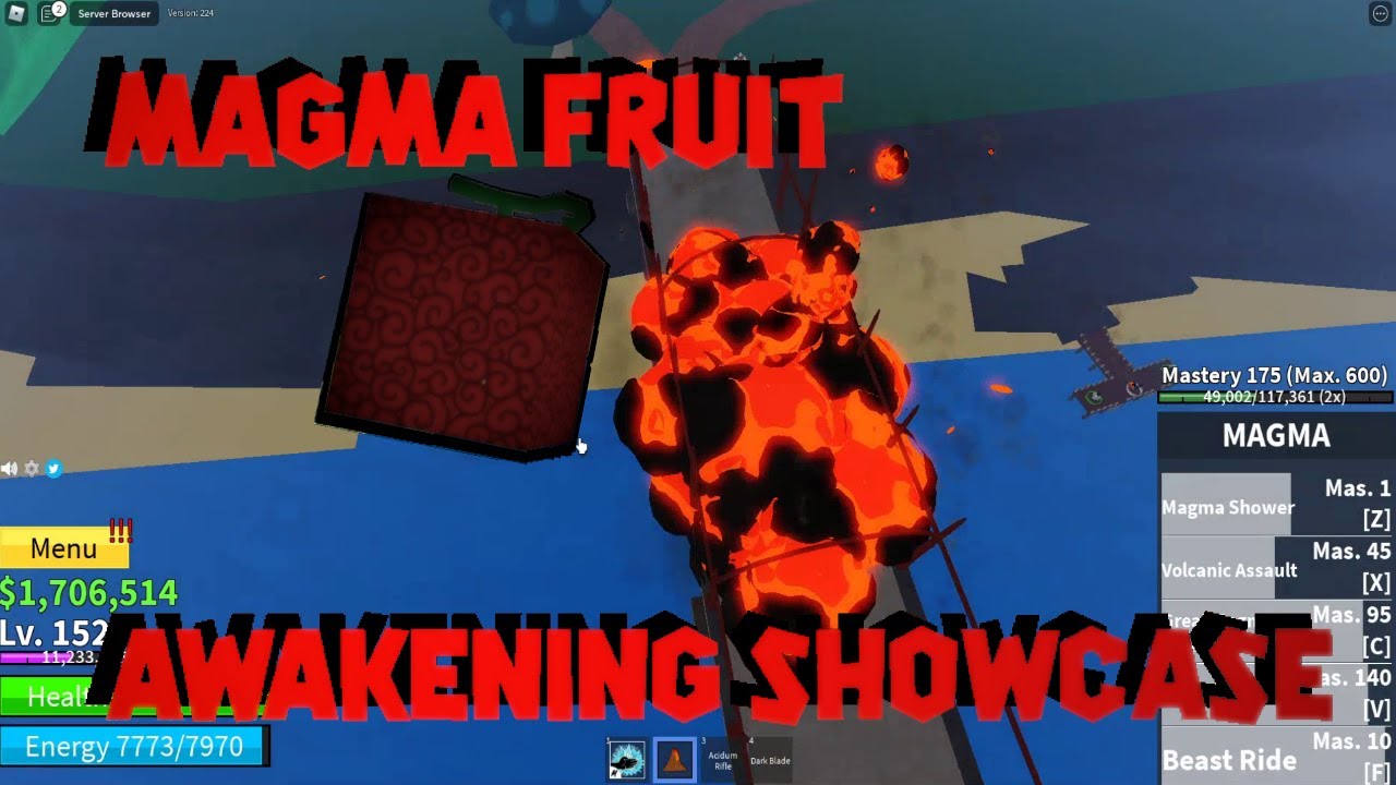 Blox Fruits Magma Fruit Awakening Showcase Youtube