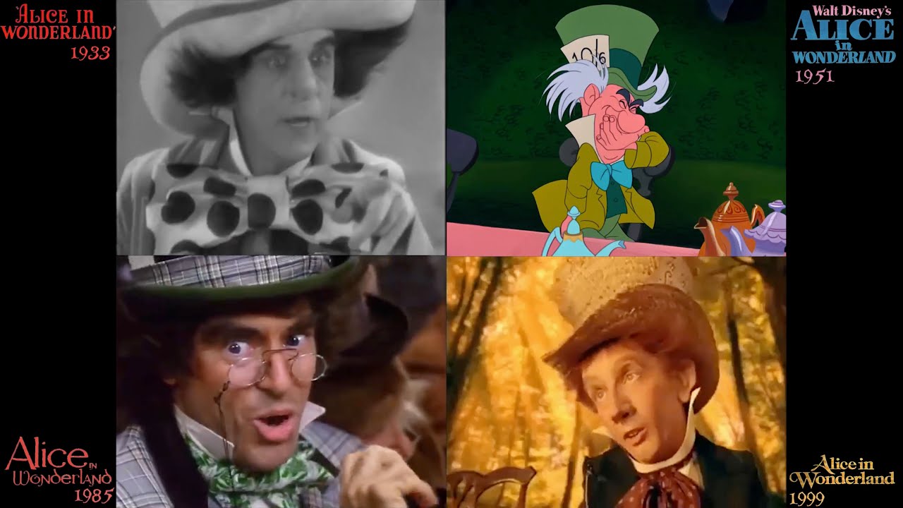 Alice in Wonderland (1933/1951/1985/1999) side-by-side comparison