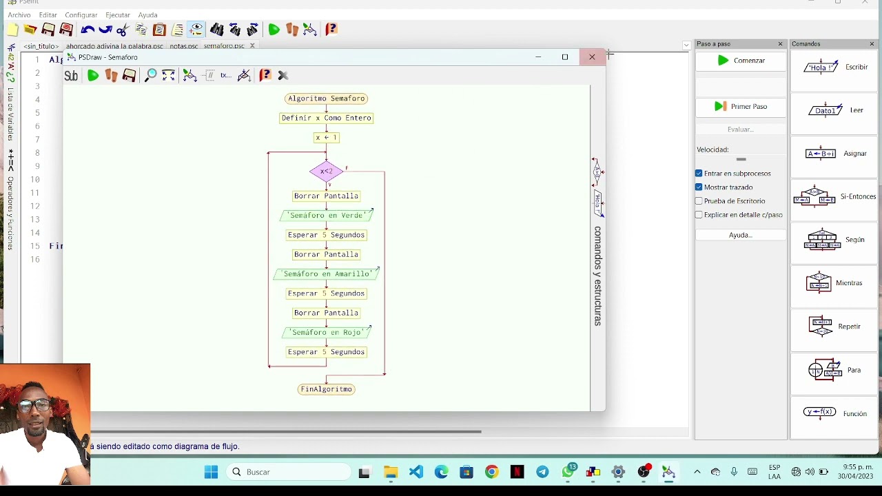 Programas hechos en pseint, notas, semáforos, opiniones y ahorcado
