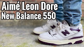 New Balance 550 x Aime Leon Dore “White and Purple” Review & On Feet -  YouTube
