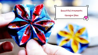 Folded Fabric Flowers Make Beautiful Ornaments  Hexagon Idea  Easy Sew #HandyMum