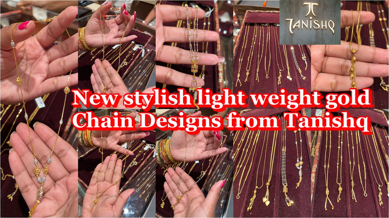 Tanishq very light weight stylish gold Chain Designs Daily wear light