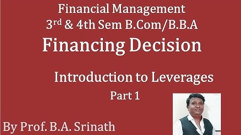 Financial Management - Leverages PART 1 - Introduction for B.COM/BBA/MCOM/MBA - By Srinath Sir