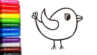 Drawing a Cute Bird | coloring pages | Color Time Kids Art