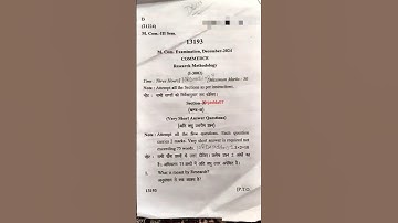 M.com 3rd semester research methodology question paper of 2024 ast year question papers nep syllabus