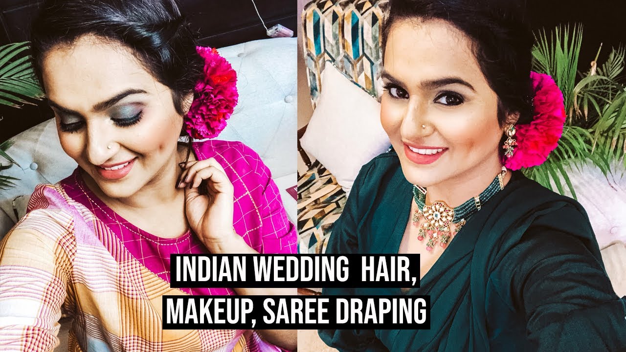 (HINDI) Indian Wedding Guest Saree Draping, Makeup 