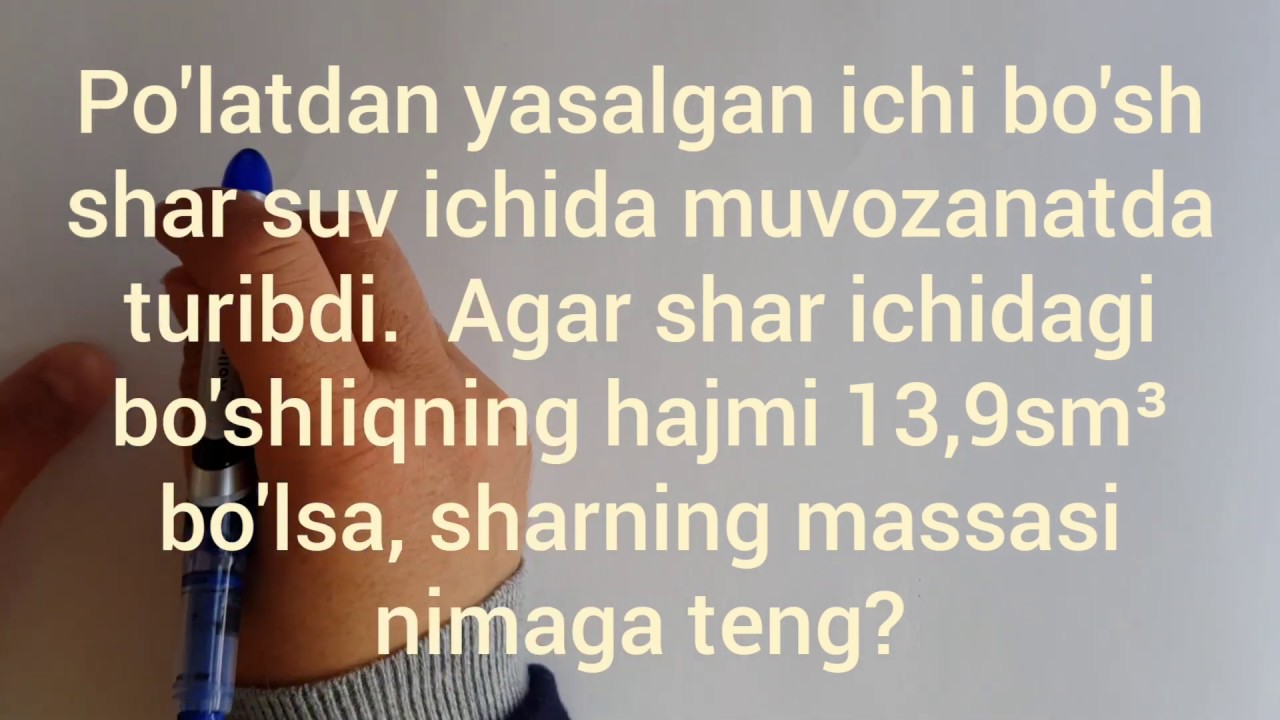 58-dars. Arhimed kuchiga doir masalalar yechish.