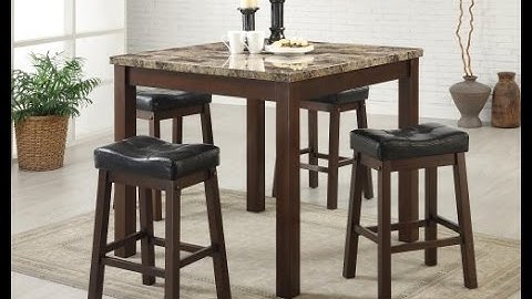 5pc Counter Height Dining Table and Stools Set Dark Cherry Finish