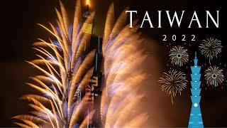 Fireworks light up the Taiwan skyline and Taipei 101 during 2022 New Year's Eve celebrations