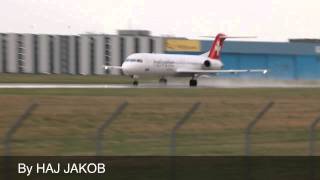 Helvetic Focker 100 at Hannover Airport *taxiing & Take Off