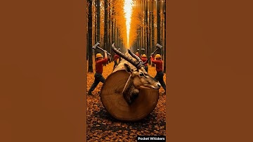 “Surreal Tree with Antelope Head Stuns Workers in Magical Autumn Forest | Hyper-Realistic 8K Fantasy