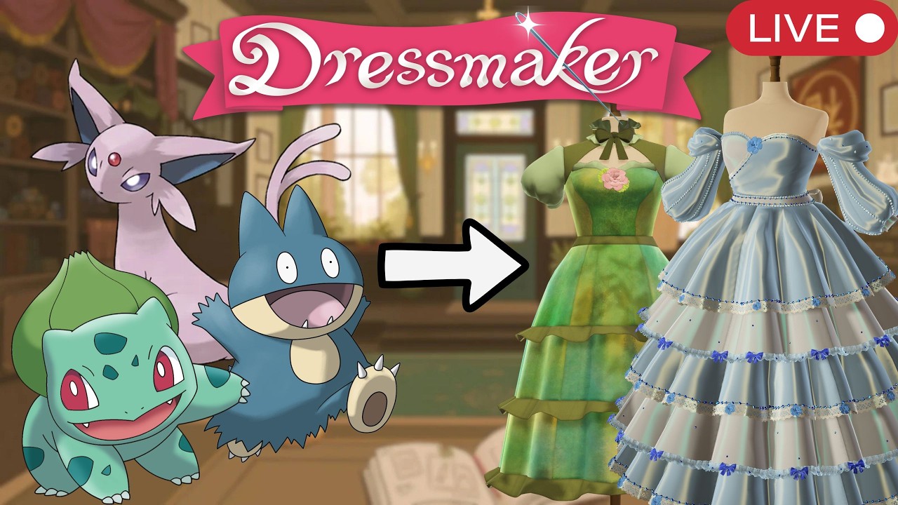 Making Dresses Inspired By Pokémon + BIG ANNOUNCEMENT | LIVE #dressmaker
