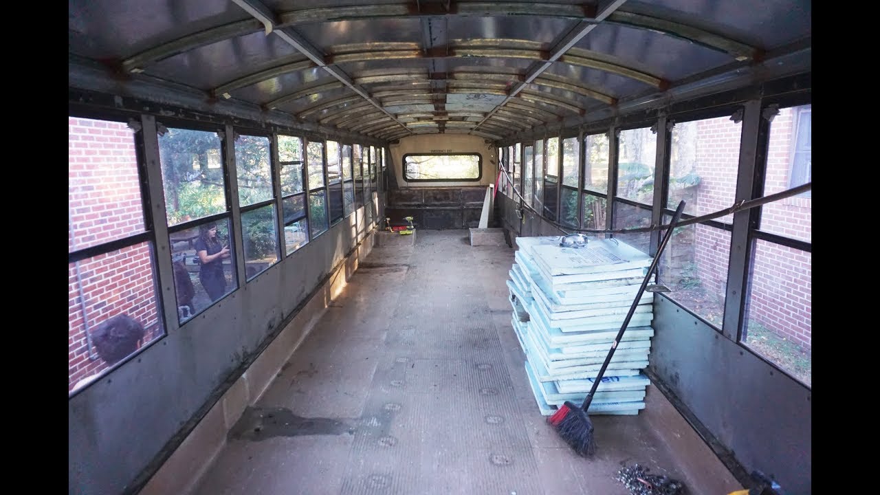 Removing Heaters and Ceiling Demolition: School Bus Conversion Ep 2 ...