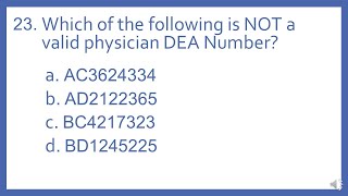 PTCB PTCE Practice Test Question 23 - DEA Number Calculation (Pharmacy Technician CPhT Test Prep)