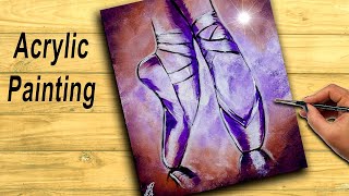 Acrylic Painting Tutorial for Beginners | Ballet Shoes | Step by Step (Ballerina)