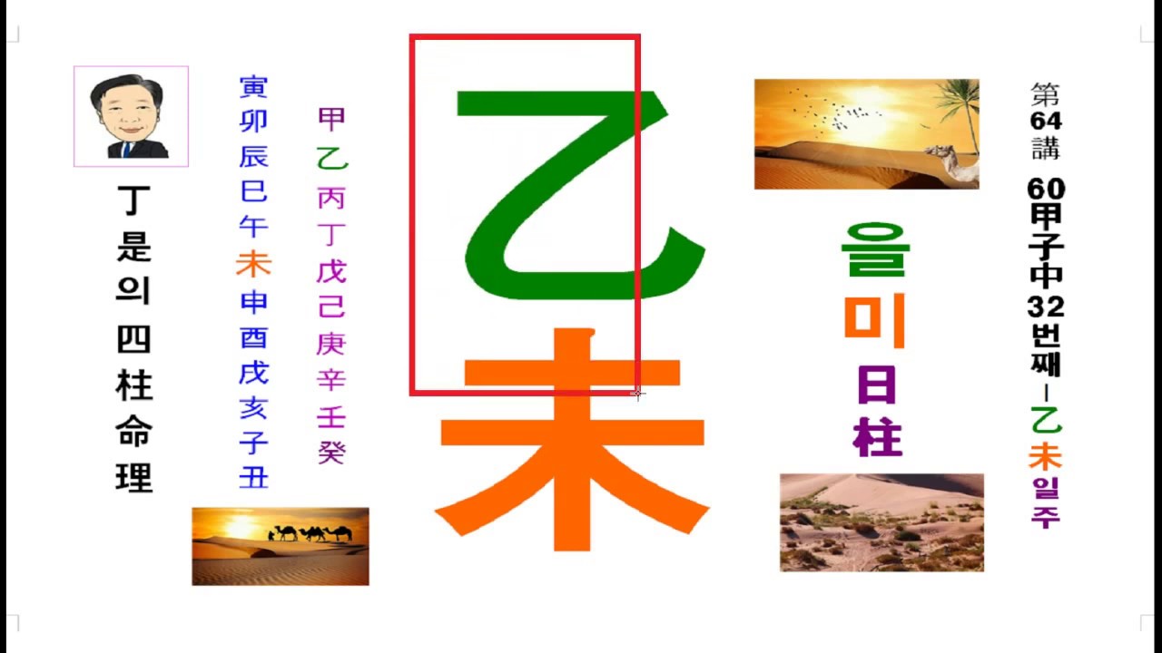 사주팔자 와 운명- 을미일주 편입니다.정시의 사주명리 64강(을미일주-32째/60갑자 중)- 읽으면서 알아가는 사주강의-운명의 내 삶을 알려주는 것은 사주팔자 밖에는 없습니다.