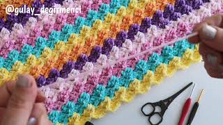 Su Taşı Battaniye Modeli 3 D Crochet Blanket