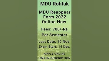 MDU Reappear Form 2022 Online | MDU Reappear Exams, Last date Notice | Apply Now |