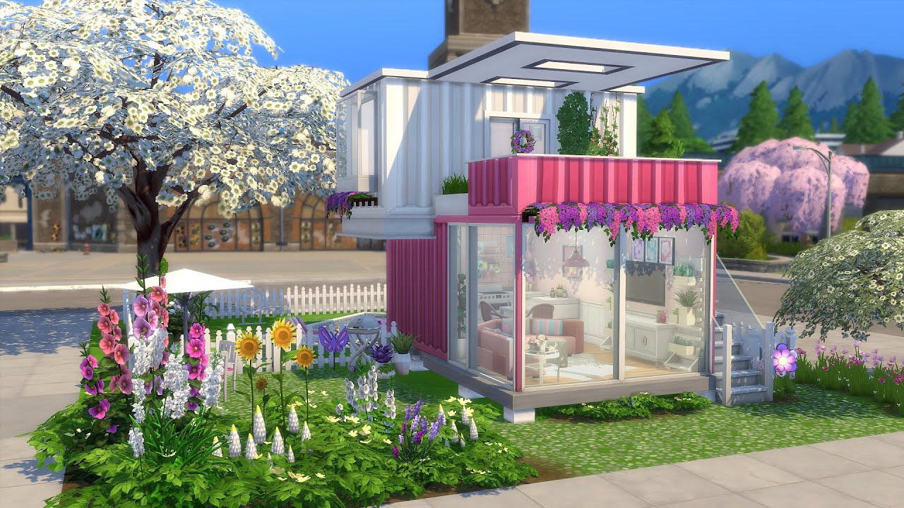 PINK CONTAINER HOUSE | The Sims 4 | Speed Build | NO CC - YouTube