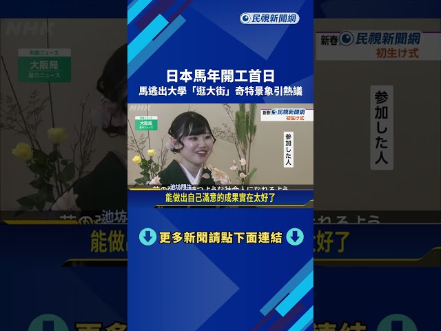 日本馬年開工首日 馬逃出大學"逛大街"奇特景象引熱議－民視新聞