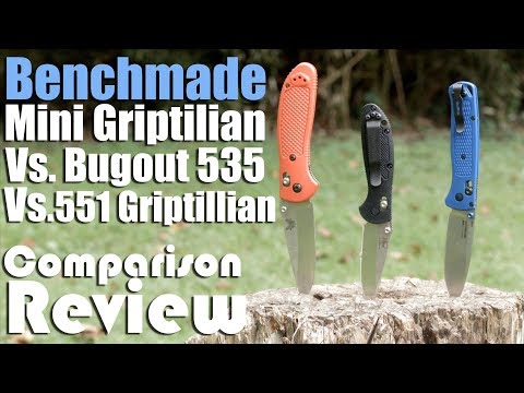 Benchmade 556 Mini Griptillian Vs. Bugout 535 vs 551 Grip Comparison Review