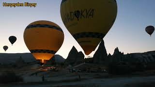 Kapadokya da sıcak hava balonları işte böyle gökyüzü ile buluşuyor