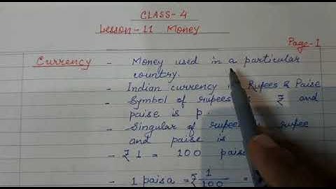 Class IV (Mathematics) Lesson No. 11 "Money" (Attachment in description box)