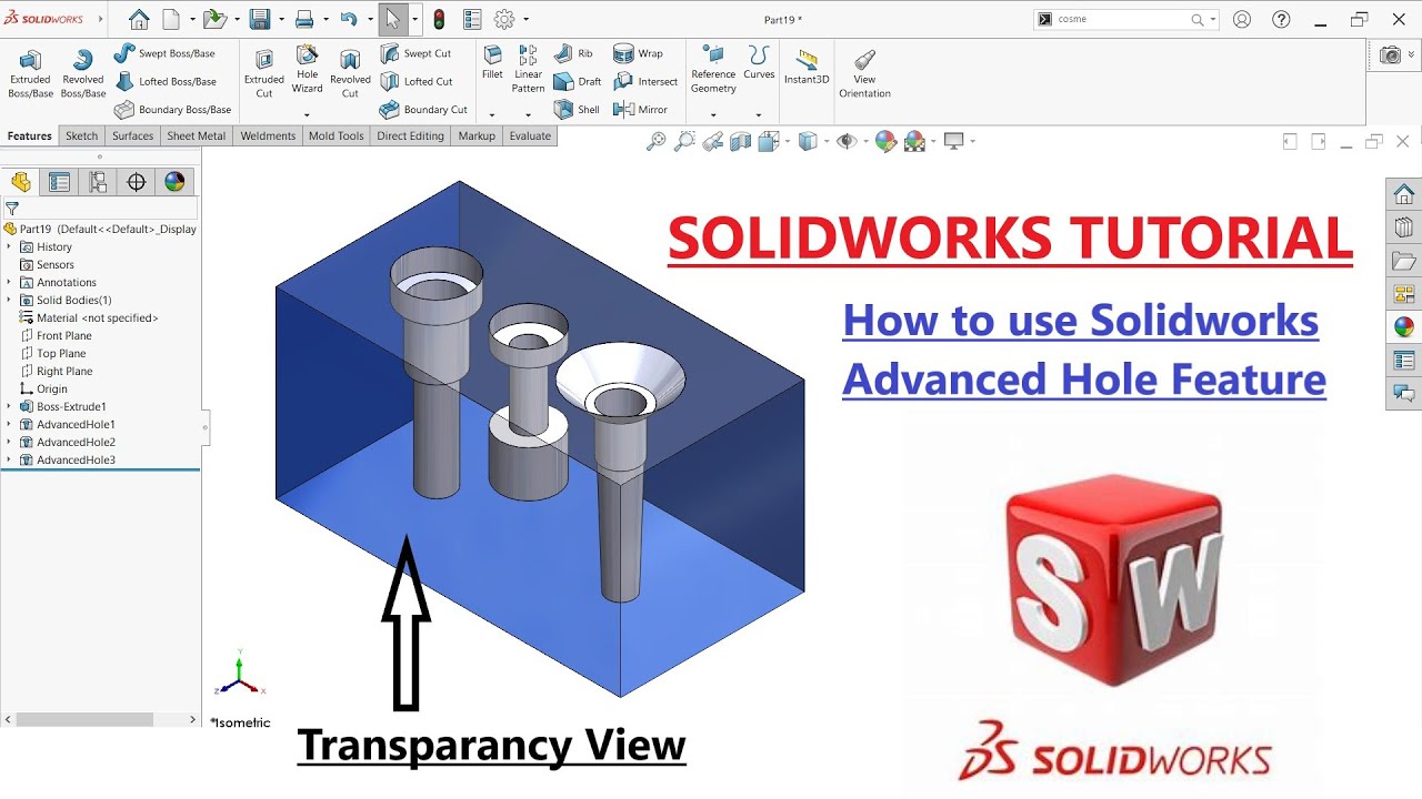 The Advanced Hole Feature: SOLIDWORKS Tips & Tricks - YouTube