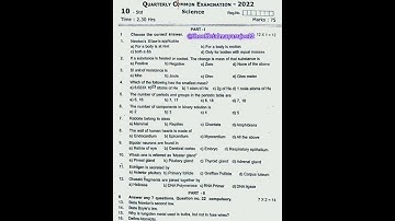 10th science quarterly exam question paper 2022 #englishmedium