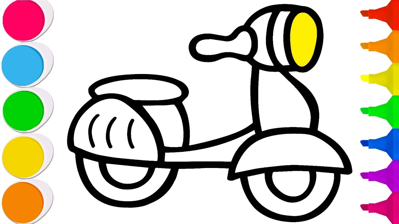 Как нарисовать скутер шаг за шагом | Простой урок рисования скутера