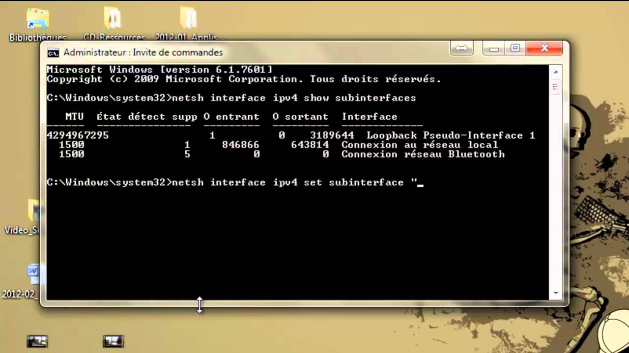 comment modifier son mtu sous vista