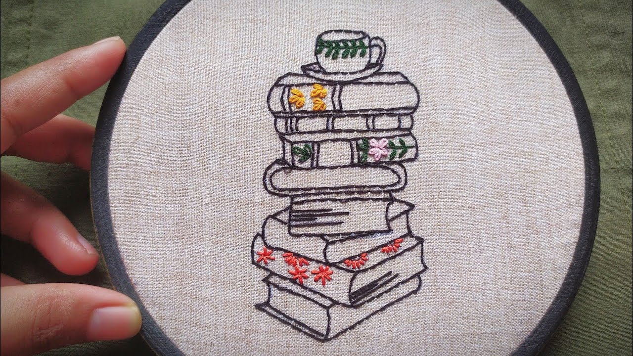 Hand Embroidery : Books lover Embroidery pattern