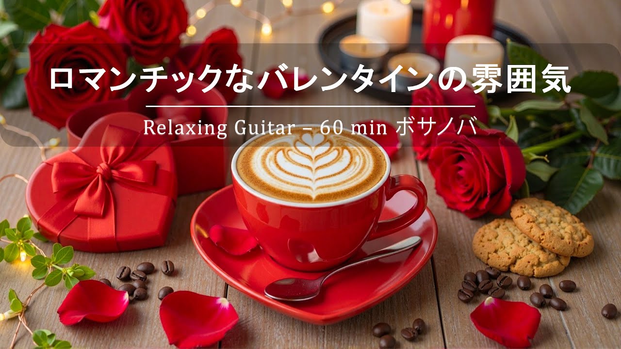 『 広告なし・作業用BGM 』ロマンチックなバレンタインの雰囲気 🌹Relaxing Guitar – 60 min ボサノバ | 静かな朝のコーヒータイム ☕ 集中・読書・勉強用