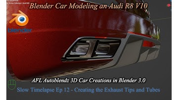 Blender 3.00 Car Modeling an Audi R8 V10 Slow Time-lapse Ep 12 Creating the Exhaust Tips and Tubes