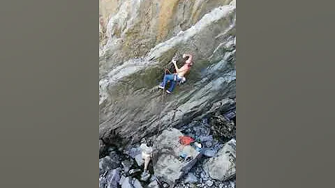 Climbing in the gower. Deborah's zawn.