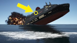 Queen Mary 2 ship crash with freight ship and freight ship is sinking GTA 5 | GTA V screenshot 2