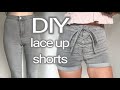 DIY lace up shorts - JEANS UPCYCLE - DIY tie up detail