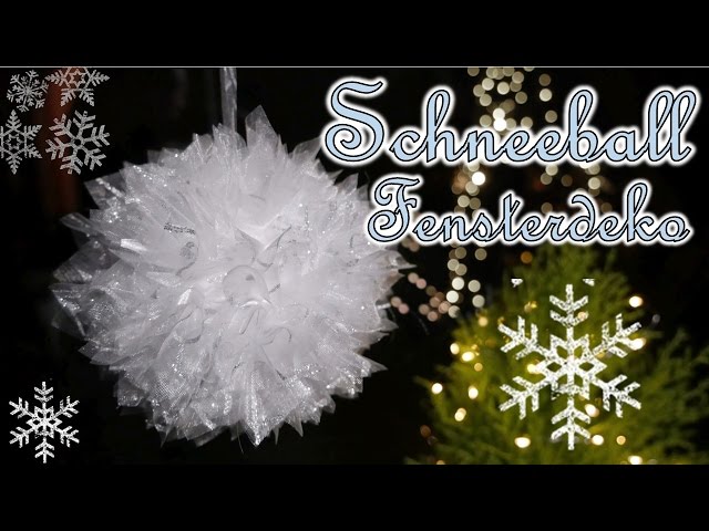Schneeball Fensterdeko basteln | Christbaumkugel aus Stoff | Winterdeko