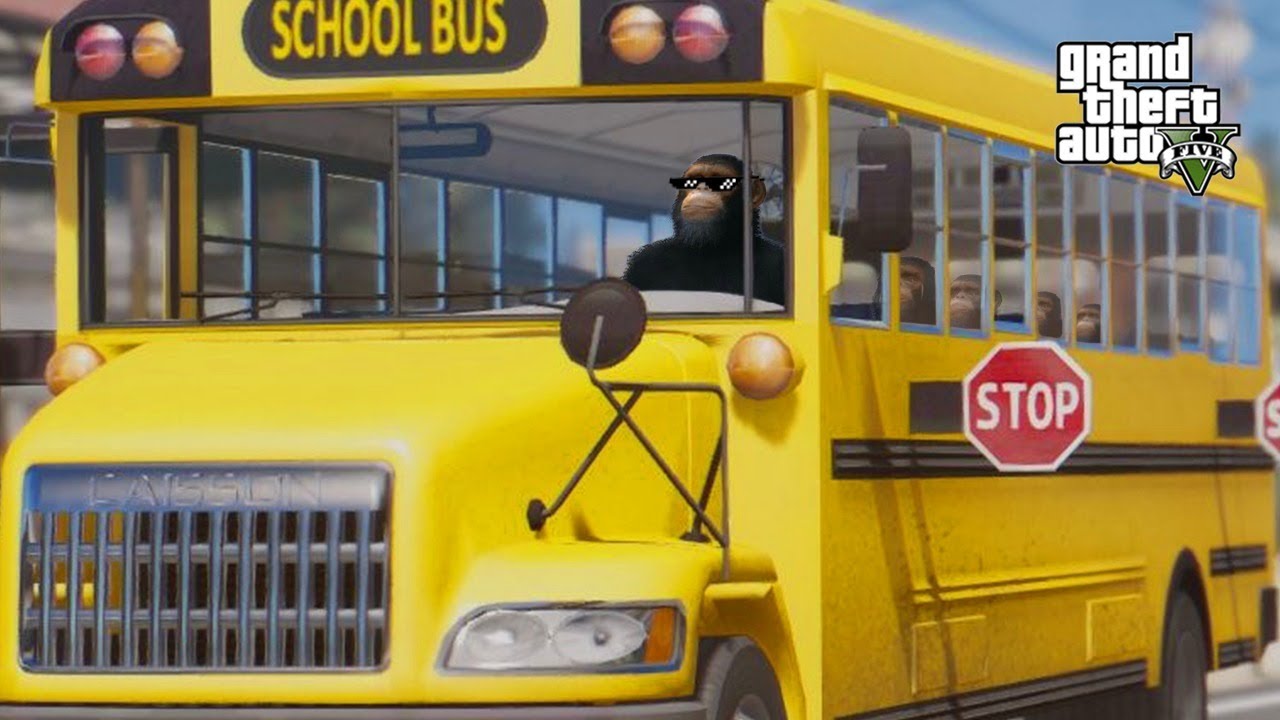 Driving the Monkey Bus to School in GTA 5 YouTube