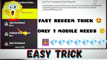 FAST REDEEM TRICK 🤩 ONLY 1 MOBILE NEEDS 🙂